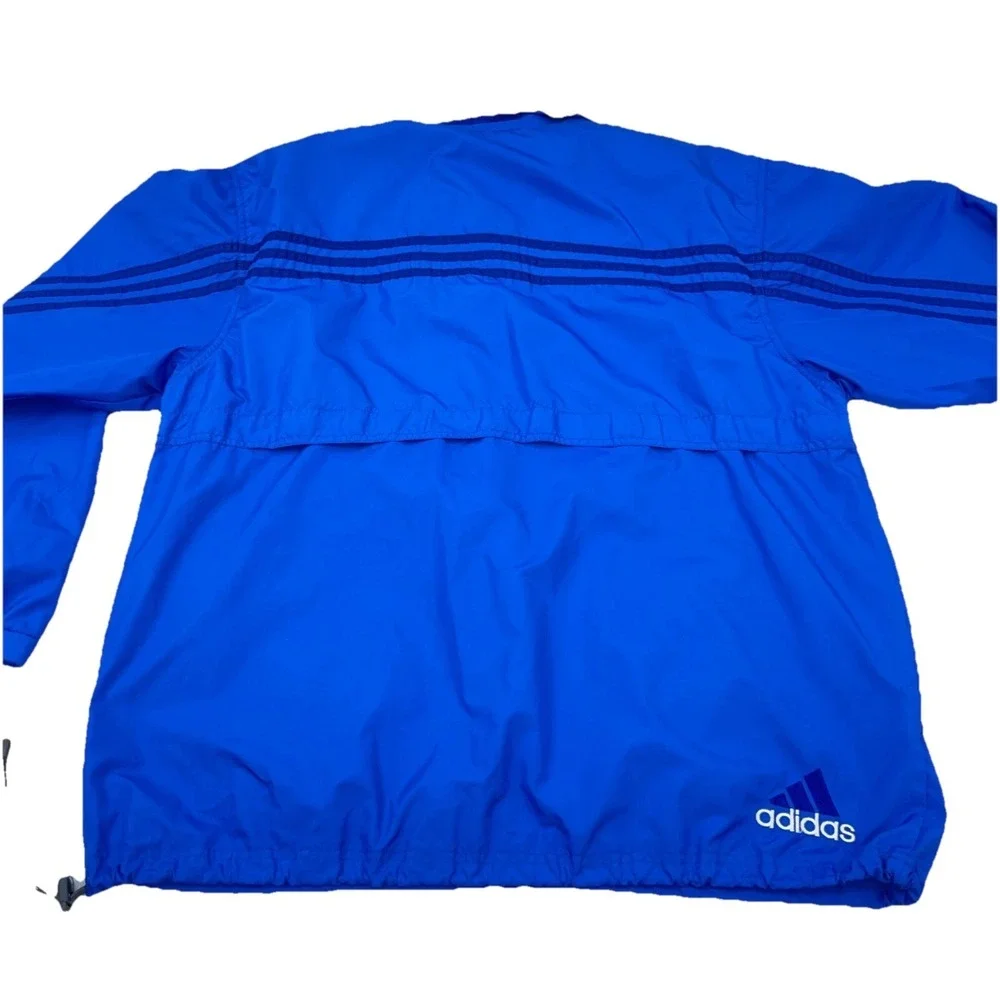 Vintage Adidas Jacket Men Large Blue Pullover Windbreaker Track Suit Snap‎ T Y2K